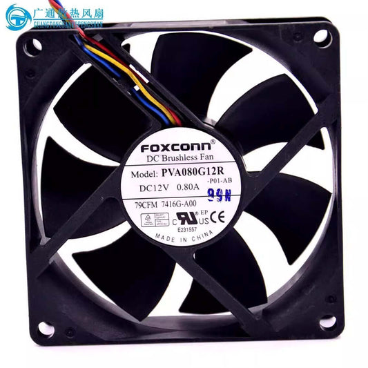 new FOXCONN PVA080G12R 8025 DC12V 0.80A 8CM 4-wire ball bearing high air flow coolin