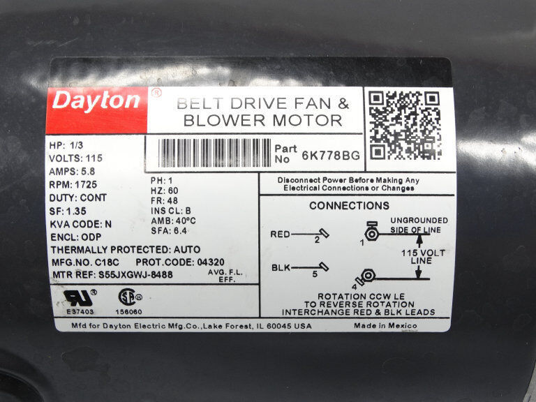 DAYTON 6K778BG Motor - DAYTON