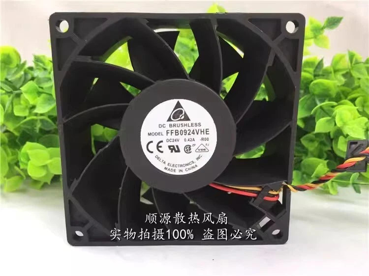 Delta FFB0924VHE 9038 DC24V 0.42A 3-Wire Dual Ball Inverter Cooling Fan