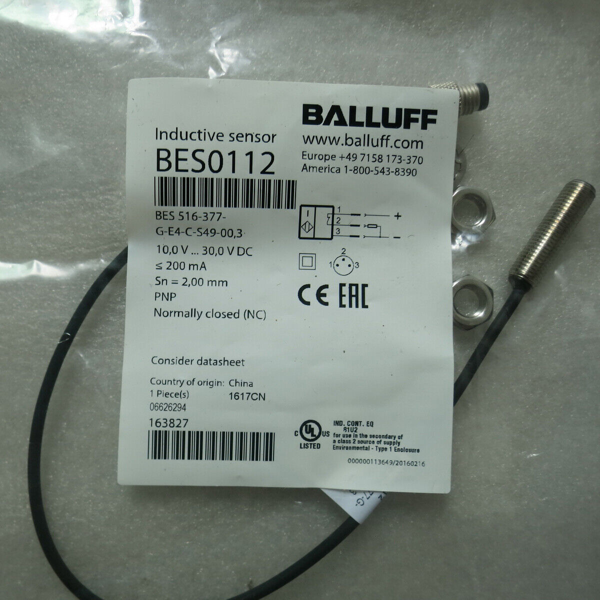 Proximity Sensor BALLUFF BES 516-377-G-E4-C-S49-00,3 - BALLUFF