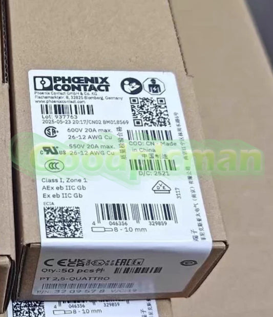 50PC/1box wiring terminal 3209578 PT 2.5-QUATTRO