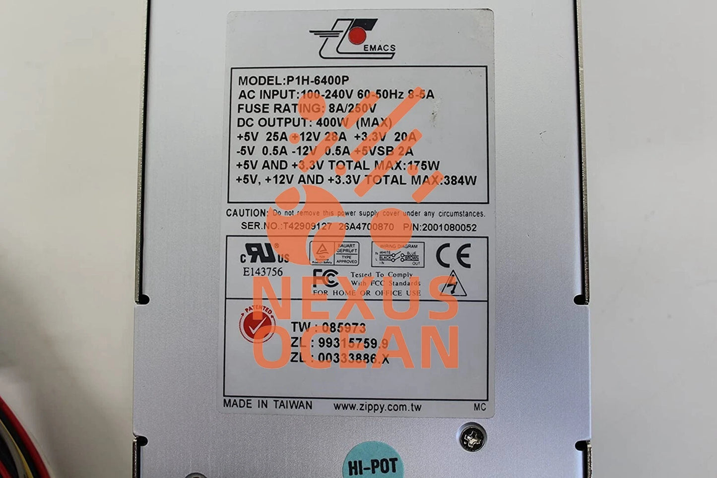 ZIPPY P1H-6400P Power Supply 400W