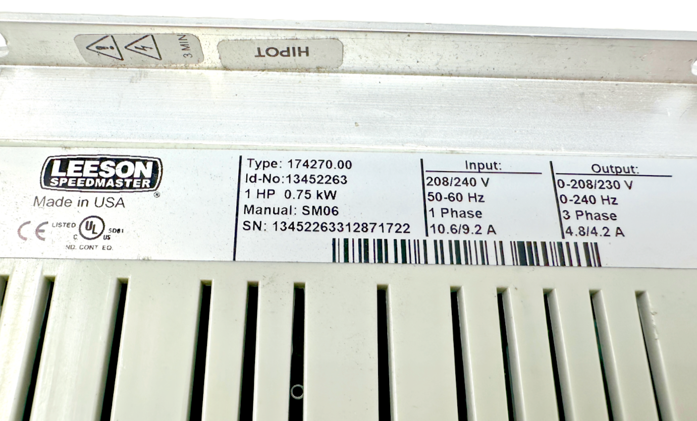 used Leeson 174270.00 AC Inverter Drive - LEESON