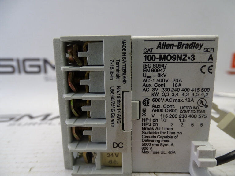 Allen Bradley 100-M09NZ243 Contactor, Series A, 3-Contact 120V AC - ALLEN BRADLEY