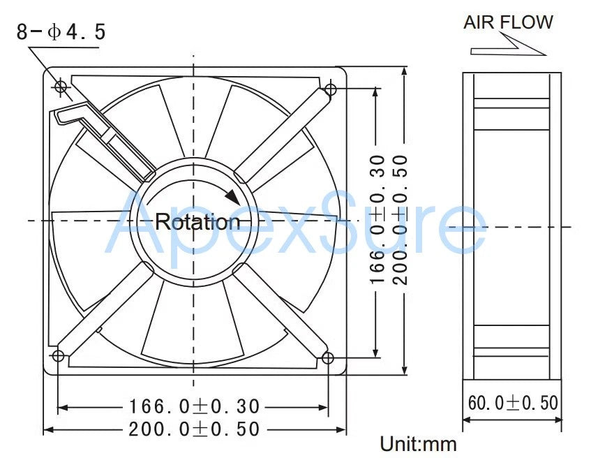 XNF XNF20060HA2-HB 230V 0.45A 65W axial flow heat dissipation fan