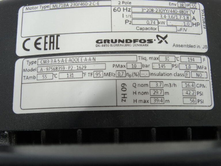 GRUNDFOS CM3 PUMP - GRUNDFOS