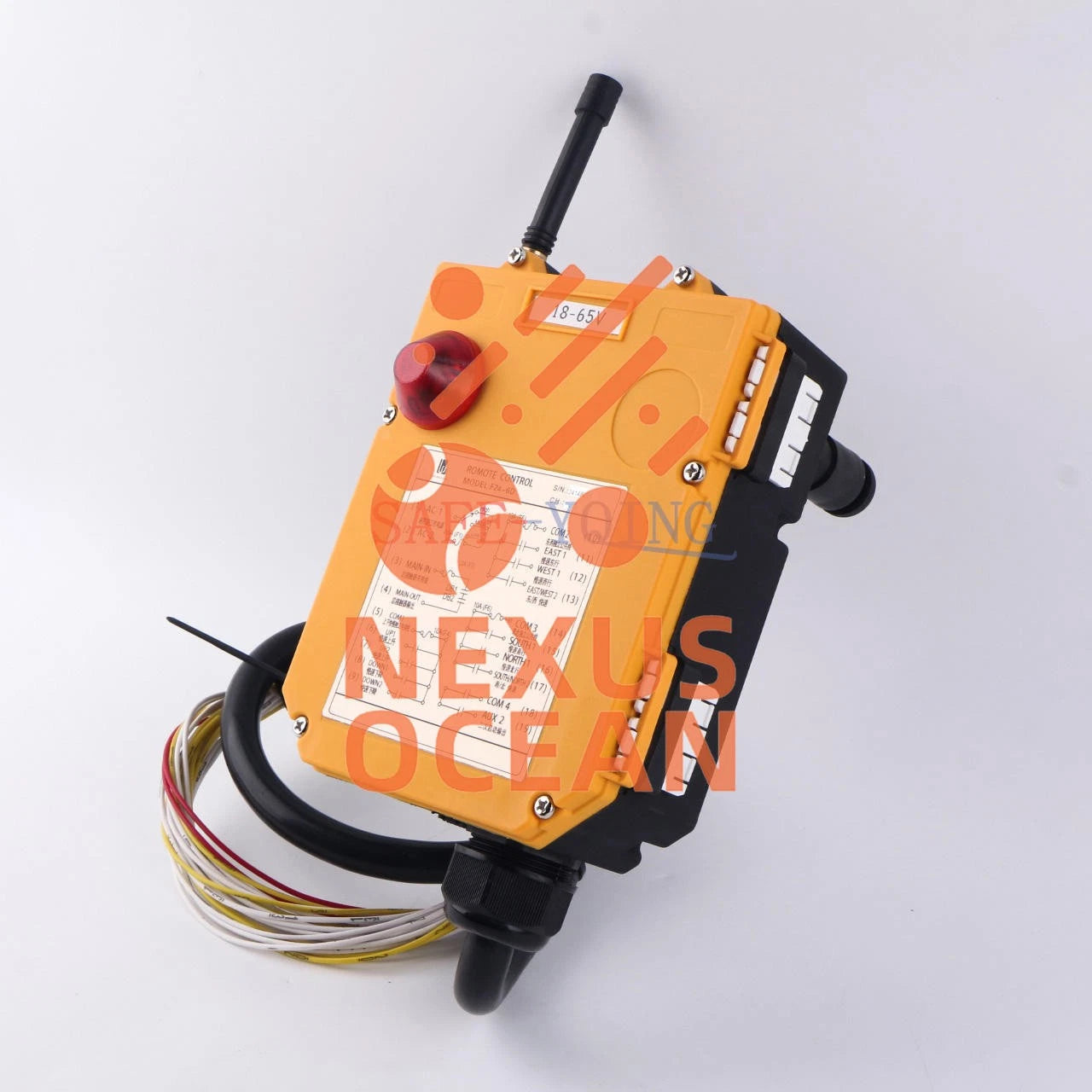 2 Emitter +1 Receiver Hoist Crane Radio Wireless Remote Control F24-6D 18~65V