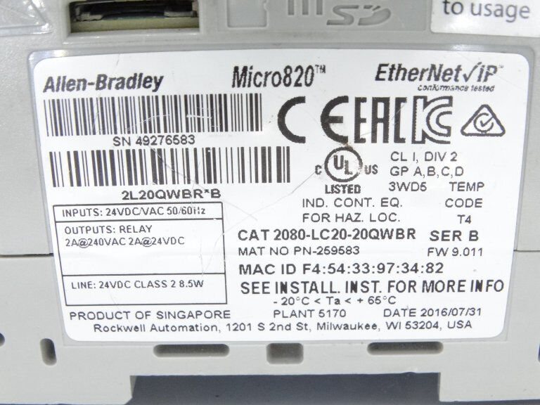 Allen Bradley 2080-LC20-20QWBR PLC Module - ALLEN BRADLEY