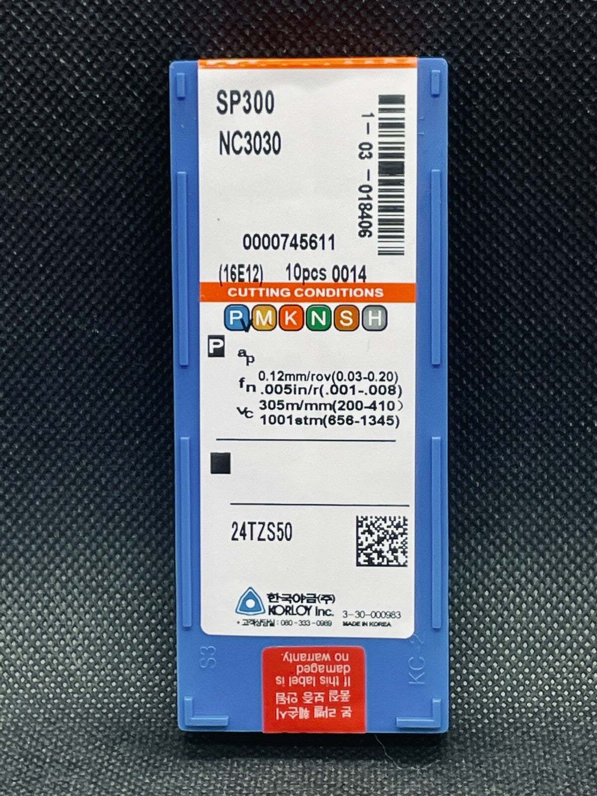 Korloy SP300 NC3030 (10 PCS) Carbide Cutoff Inserts