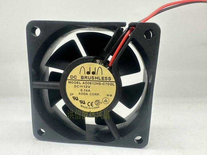 new 1 pcs ADDA Fan AD0612HS-C70GL DC12V 0.16A 6020 60*20MM 2 wire cooling fan - ADDA