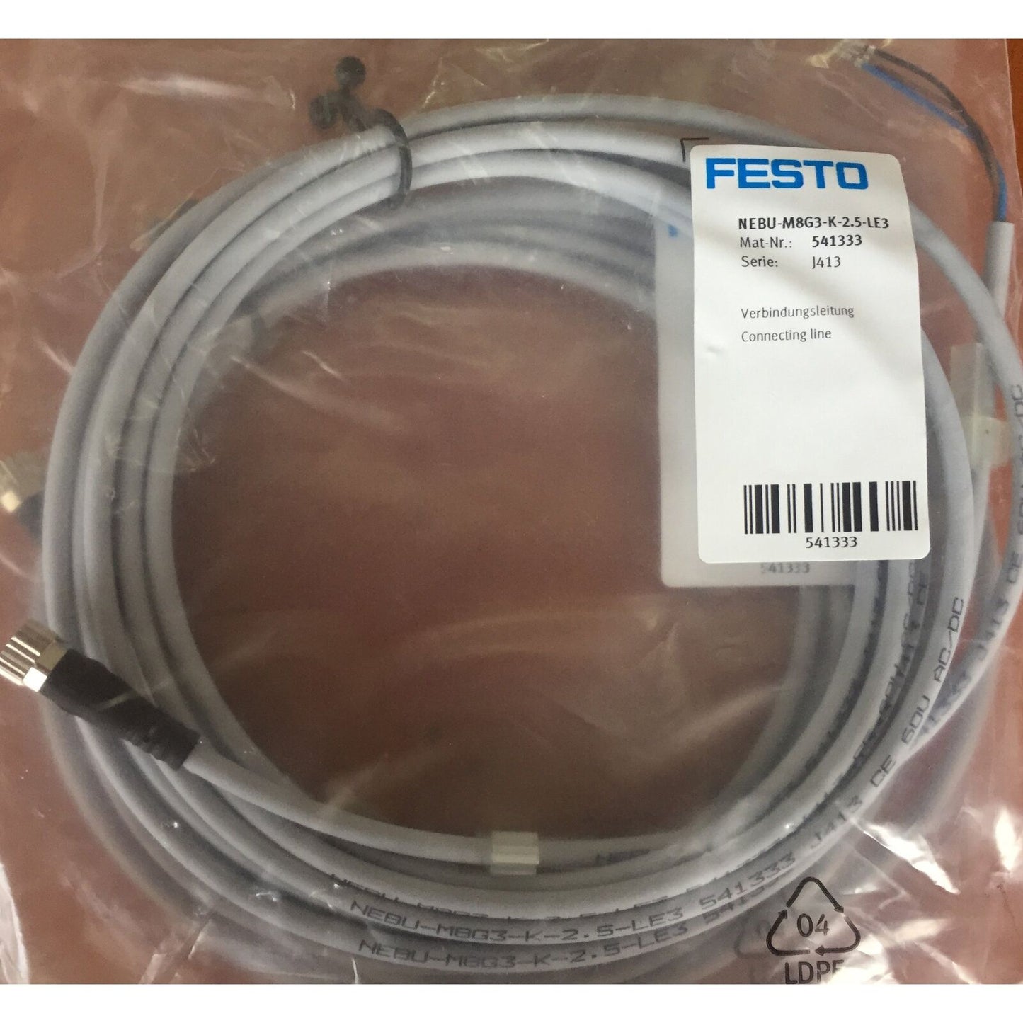 NEBU-M8G3-K-2.5-LE3 Connecting line ship - FESTO