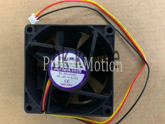 1PCS EVERCOOL EC7025L12ER 7cm 7025 12V 0.14A 3-wire cooling fan