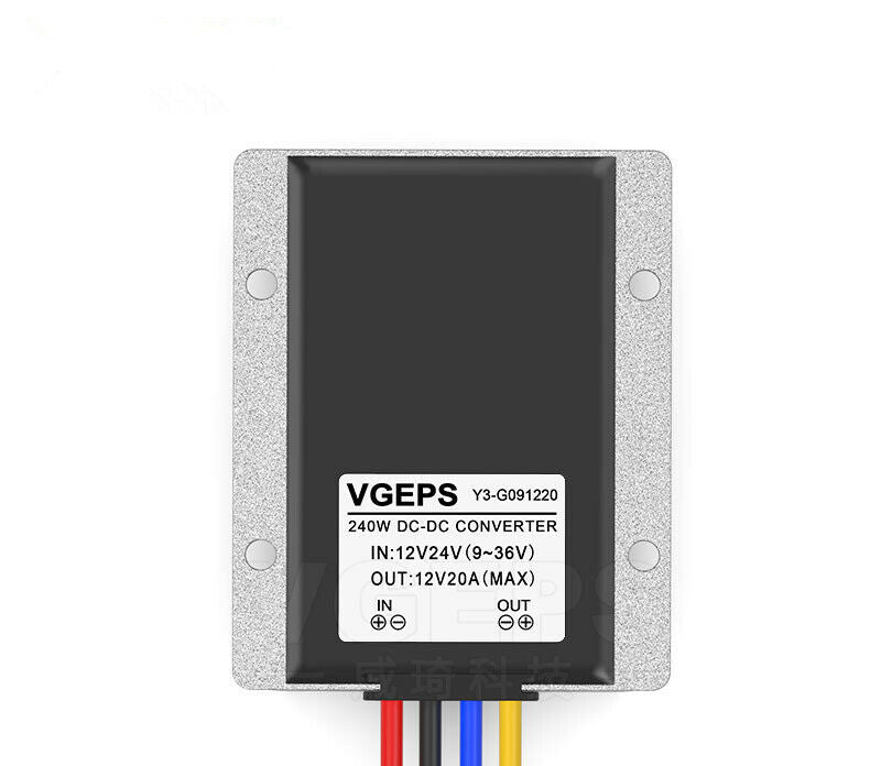 new 9-36V to 12V 20A 240W isolated Waterproof power converter 12V/24V to 12V DC-DC - KOEED