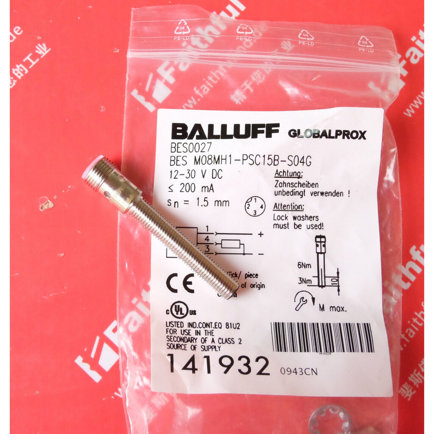 Balluff Proximity Sensor BES M08MH1-PSC15B-S04G - BALLUFF