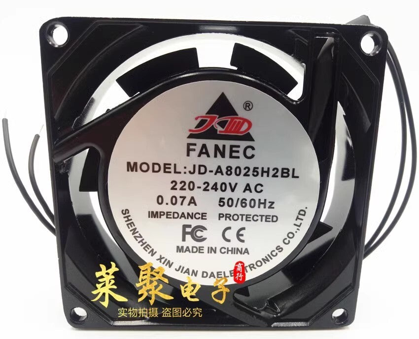 FANEC JD-A8025H2BL AC220V-240V 0.07A 8CM Silent Ball Cooling Fan