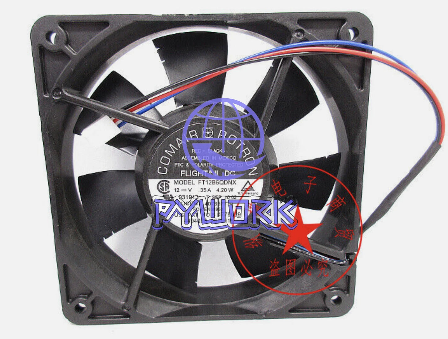one COMAIR ROTRON FT12B6QDNX DC12V 0.35A cooling fan 120 * 120 * 25mm 3-wire &z