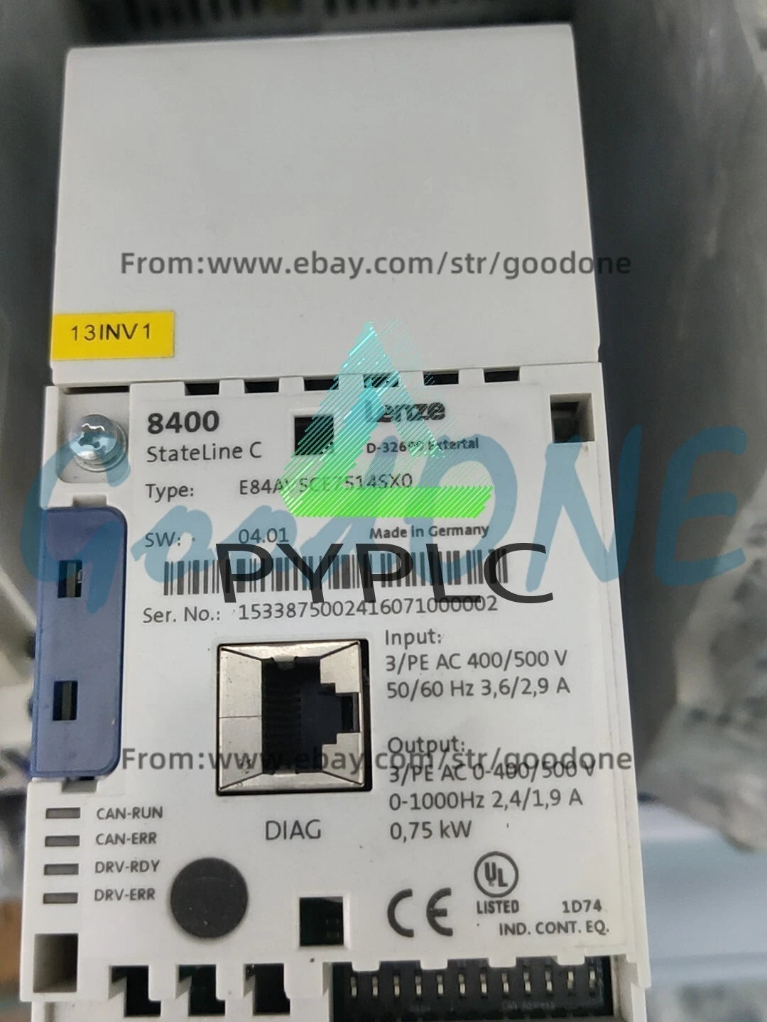 1PC Lenze 8400 Inverter E84AVSCE7514SX0 0.75KW