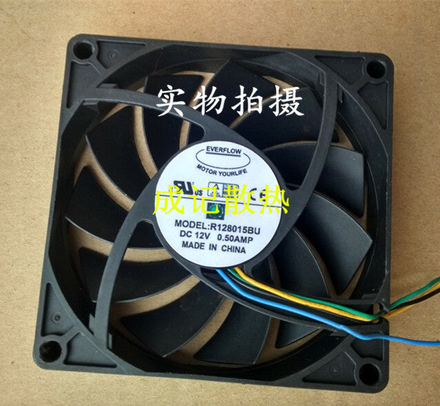 1pcs EVERFLOW R128015BU 8015 8CM 12V 0.5A 4-wire PWM double ball fan