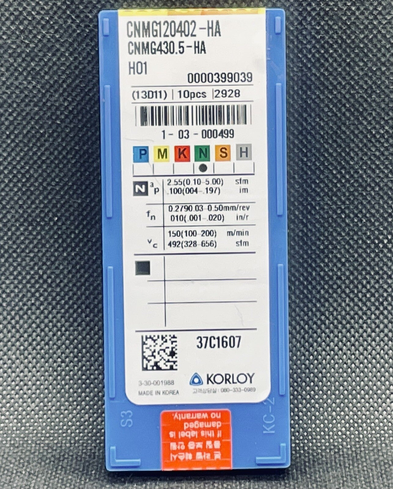 Korloy CNMG430.5HA H01 / CNMG120402HA H01 Carbide Inserts for Aluminum 10 PCS