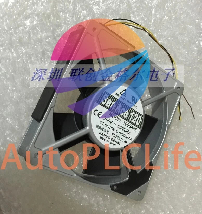 1Pcs SANYO Fan 109S488 AC200V 120*120*25MM with Sensor Aluminum frame Fan