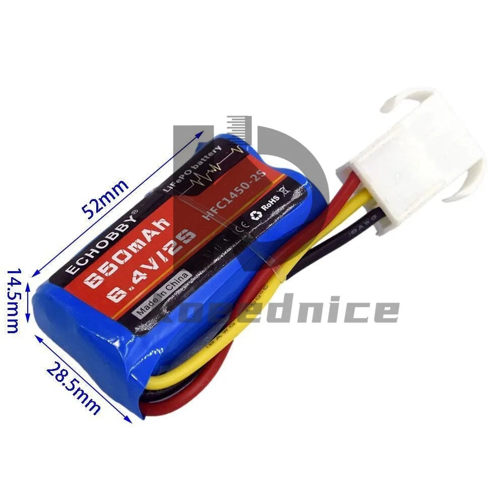 1x for RC Car Speed Boat 6.4V 2S 650mAh LiFePO Battery EL4.5-3P female P-TO-R