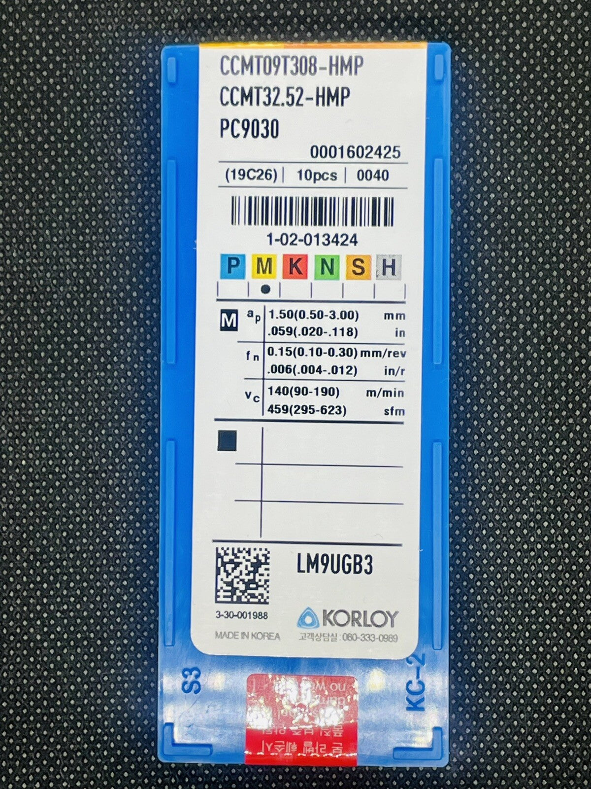 KORLOY CCMT 32.52 HMP PC9030 CCMT09T308 Carbide Inserts 10pcs Free Ship!
