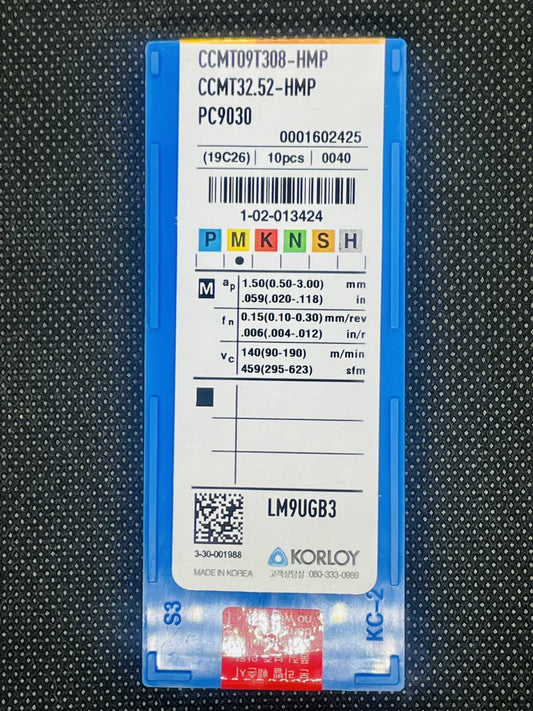 KORLOY CCMT 32.52 HMP PC9030 CCMT09T308 Carbide Inserts 10pcs Free Ship!