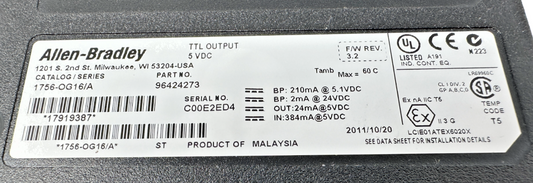 used Allen-Bradley 1756-OG16 Output Module - ALLEN-BRADLEY