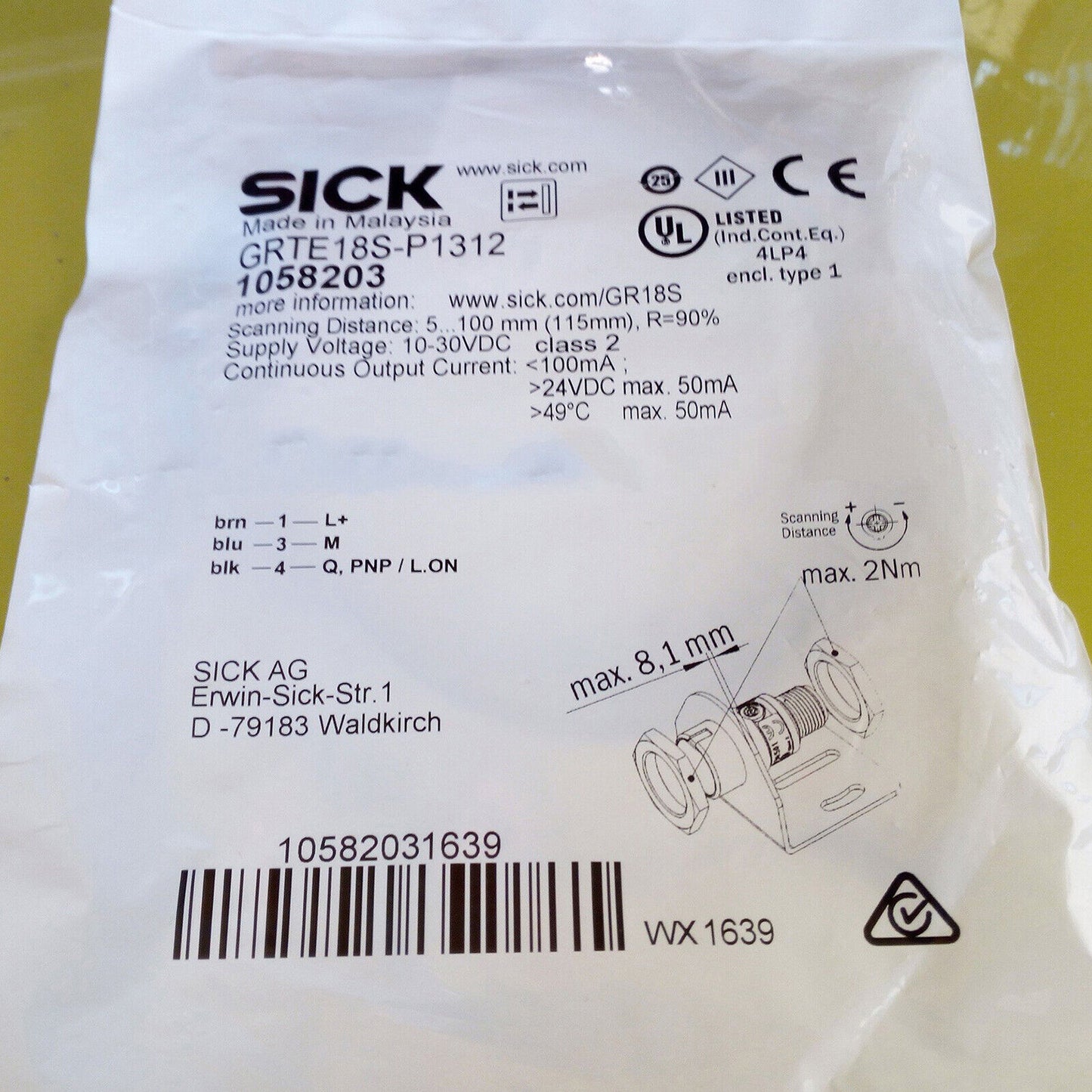 1PC SICK 1058203 GRTE18S-P1312 Photoelectric Sensor Fast - SICK