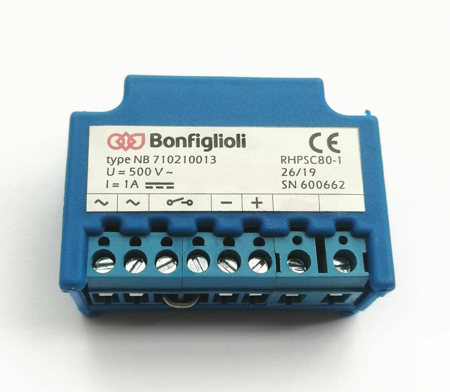 new 1x Bonfiglioli type NB 710210013 RHPSC80-1 500V~ 1A motor brake rectifier block - BONFIGLIOLI