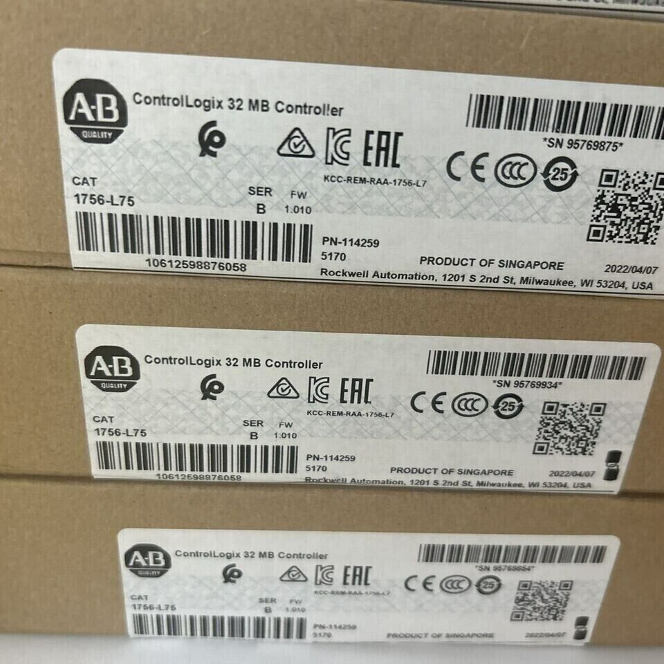 Allen Bradley 1756-L75 SER B ControlLogix 32MB PLC Controller New Factory Sealed - ALLEN BRADLEY