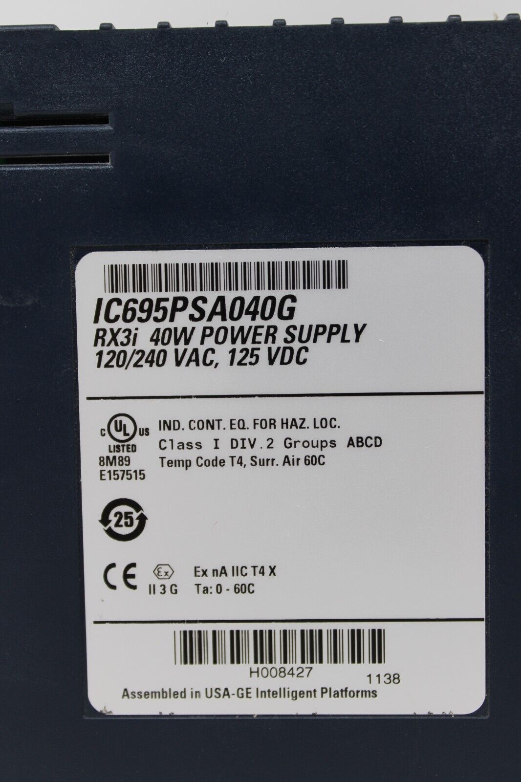 used GE Fanuc IC695PSA040G Power Supply - GE