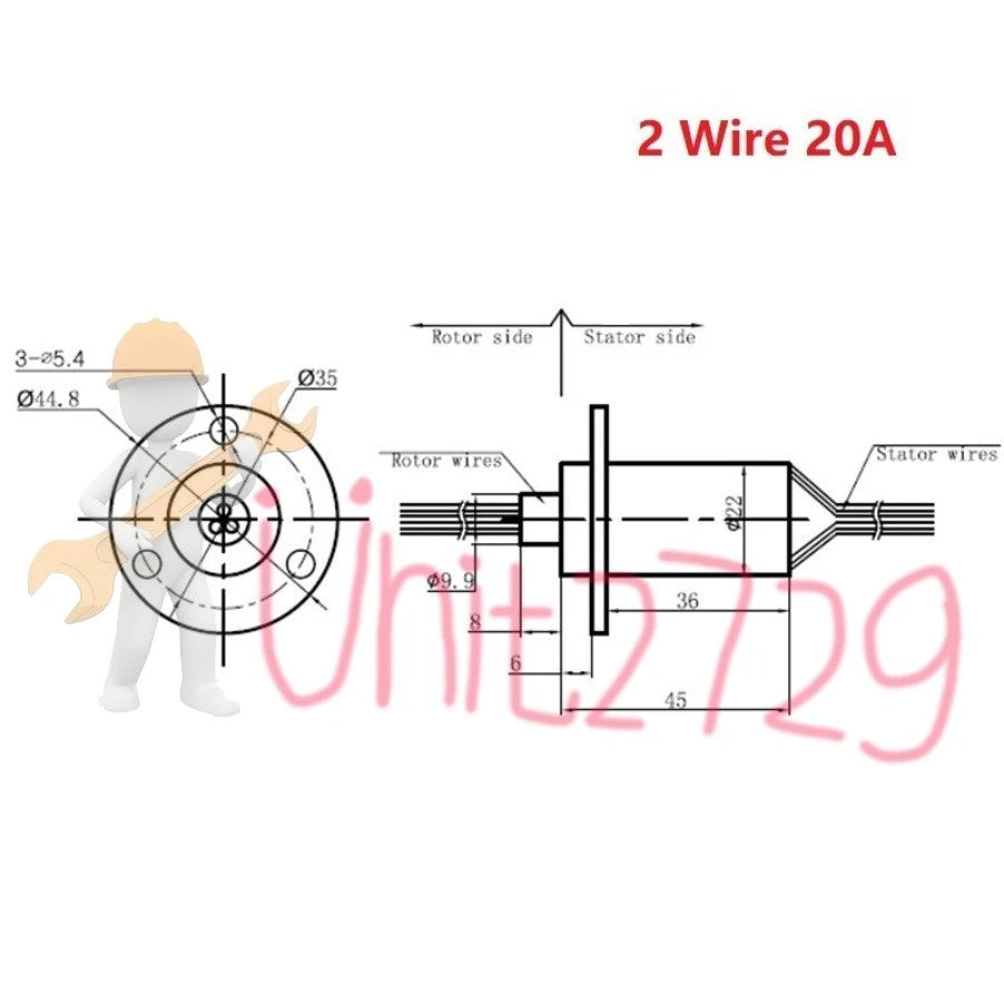 2-24 Wires2A-30A MW1230 High Current Conductive Slip Ring Electric Rotary Joint