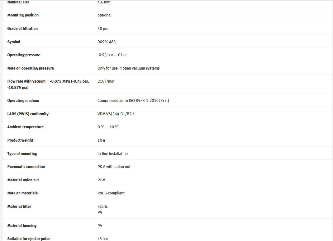 10PCs Festo VAF-PK-6 160239 Vacuum Filter