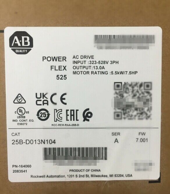Allen-Bradley 25B-D013N104 PowerFlex 525 AC Drive 25B D013N104