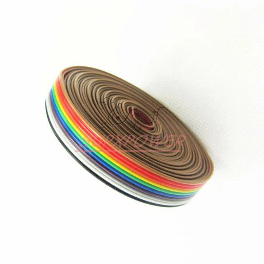 1.27mm Spacing Pitch10 WAY 10P Flat Color Rainbow Ribbon Cable Wiring Wire CA 1M