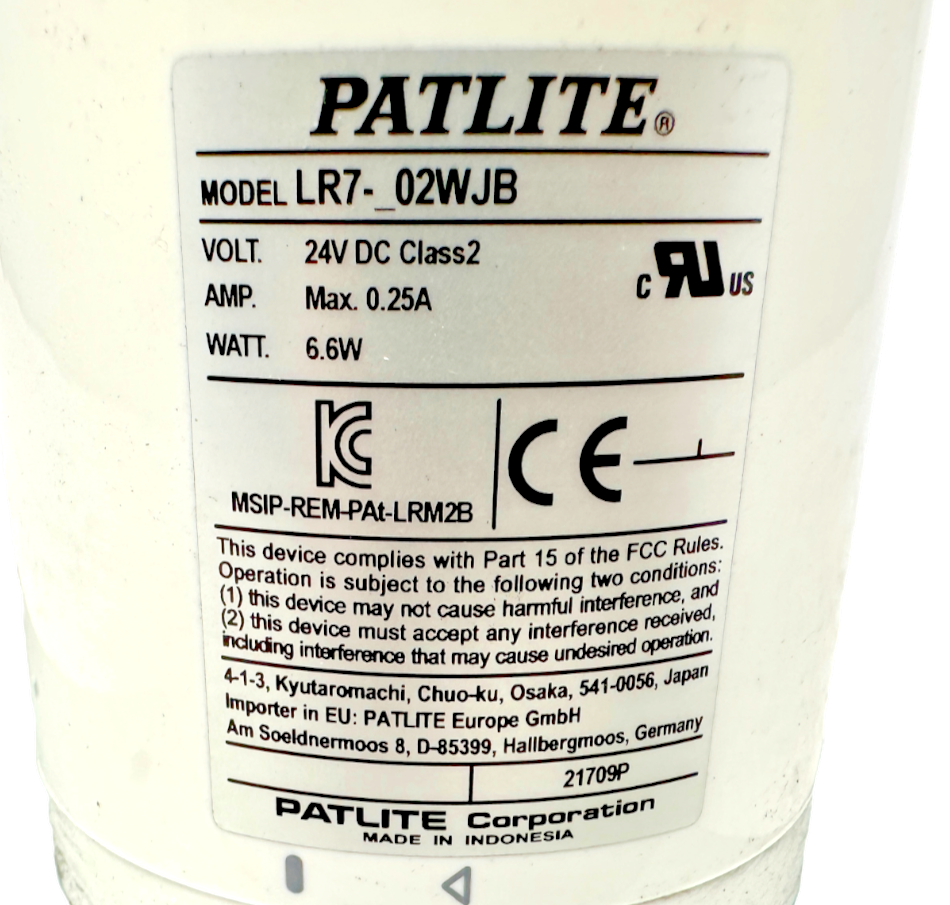 used Patlite LR7-302WJBWRYG Signal Tower - P LITE