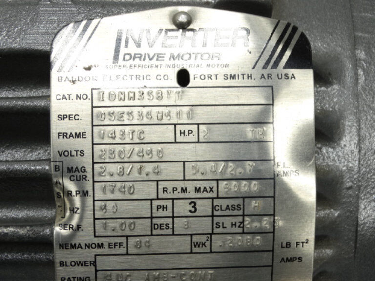 Baldor Reliance IDNM3587T Motor with Model IDNM3587T - High Efficiency Industrial Motor - 230V, 3HP, 1800 RPM - BALDOR