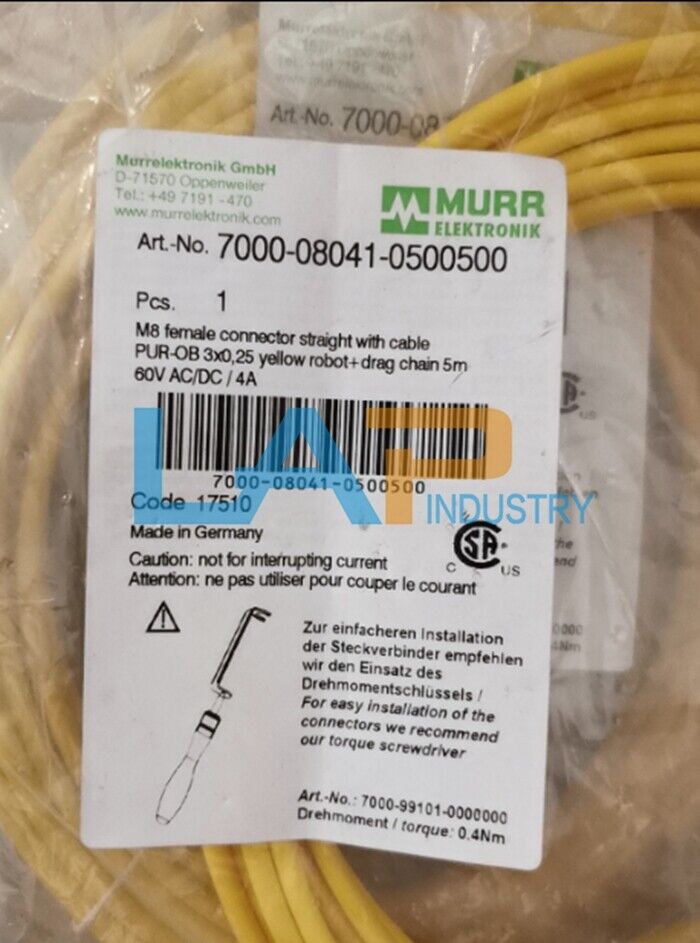 MURR 7000-08041-0500500 Connecting Line, 5m, 3 Cores, New - MURR