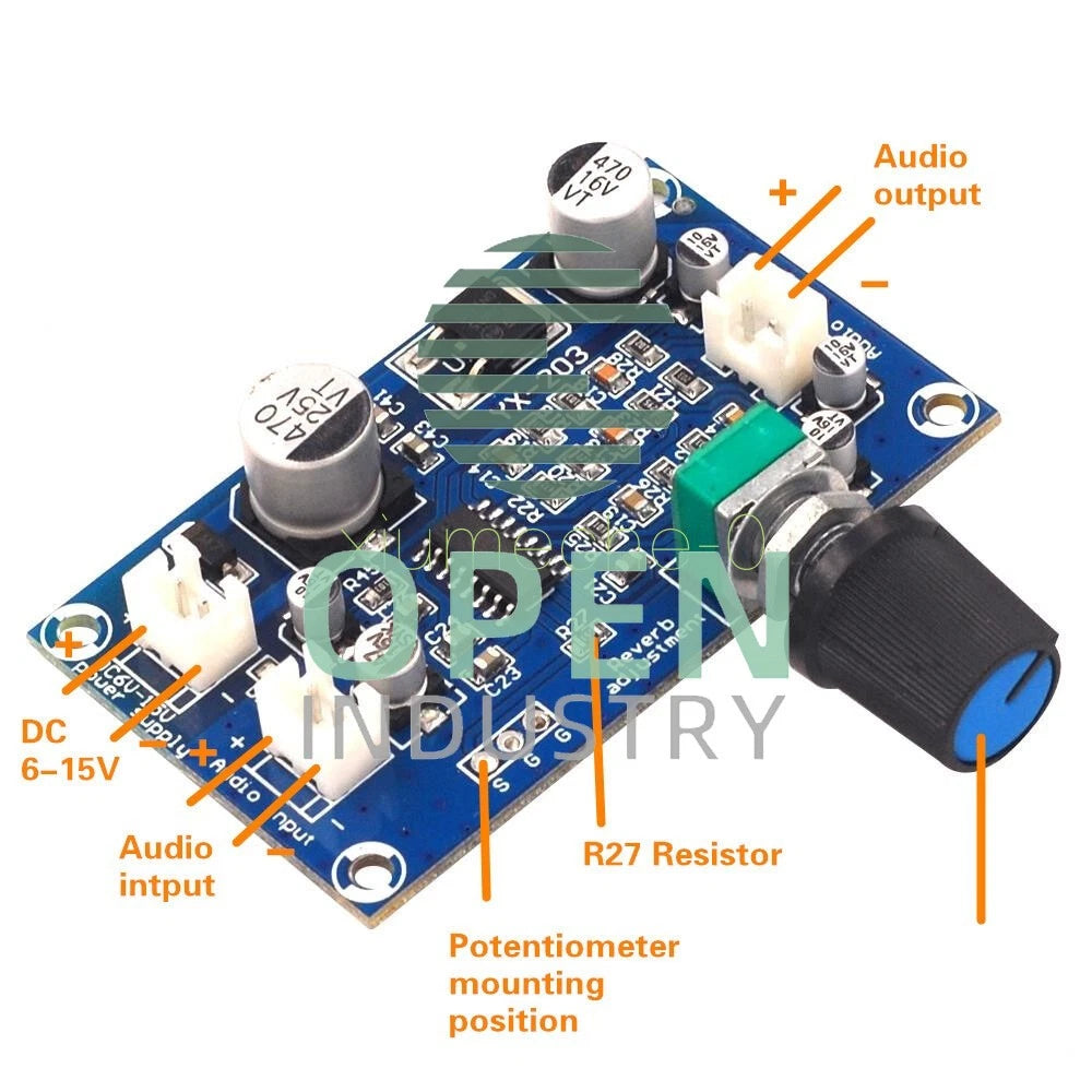 DC 6V-15V PT2399 Mono Amplifier Preamp Microphone Reverberation Board