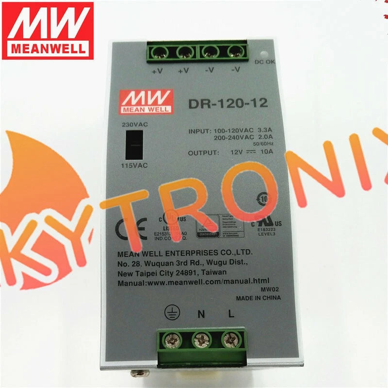 1PCS MEAN WELL DR-120-12 120W 12V 10A Switching power supply