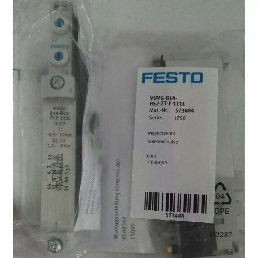One FESTO VUVG-B14-B52-ZT-F-1T1L 573484 Solenoid Valve Free Shipping