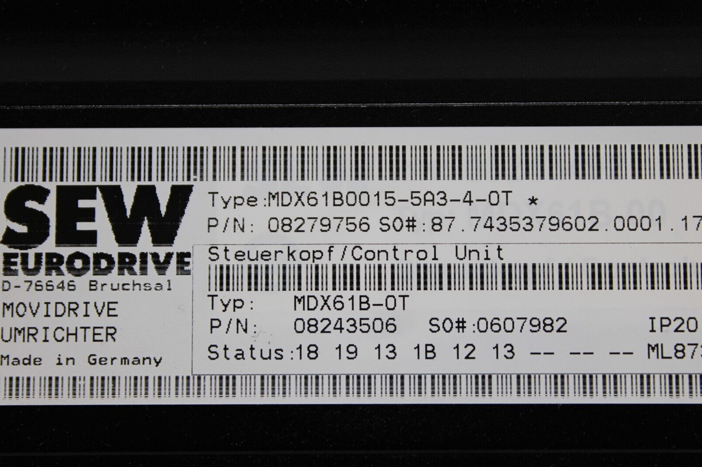 used Sew MDX60A0015-5A3-4-00 MDX61B0015-5A3-4-OT Inverter Drive - SEW