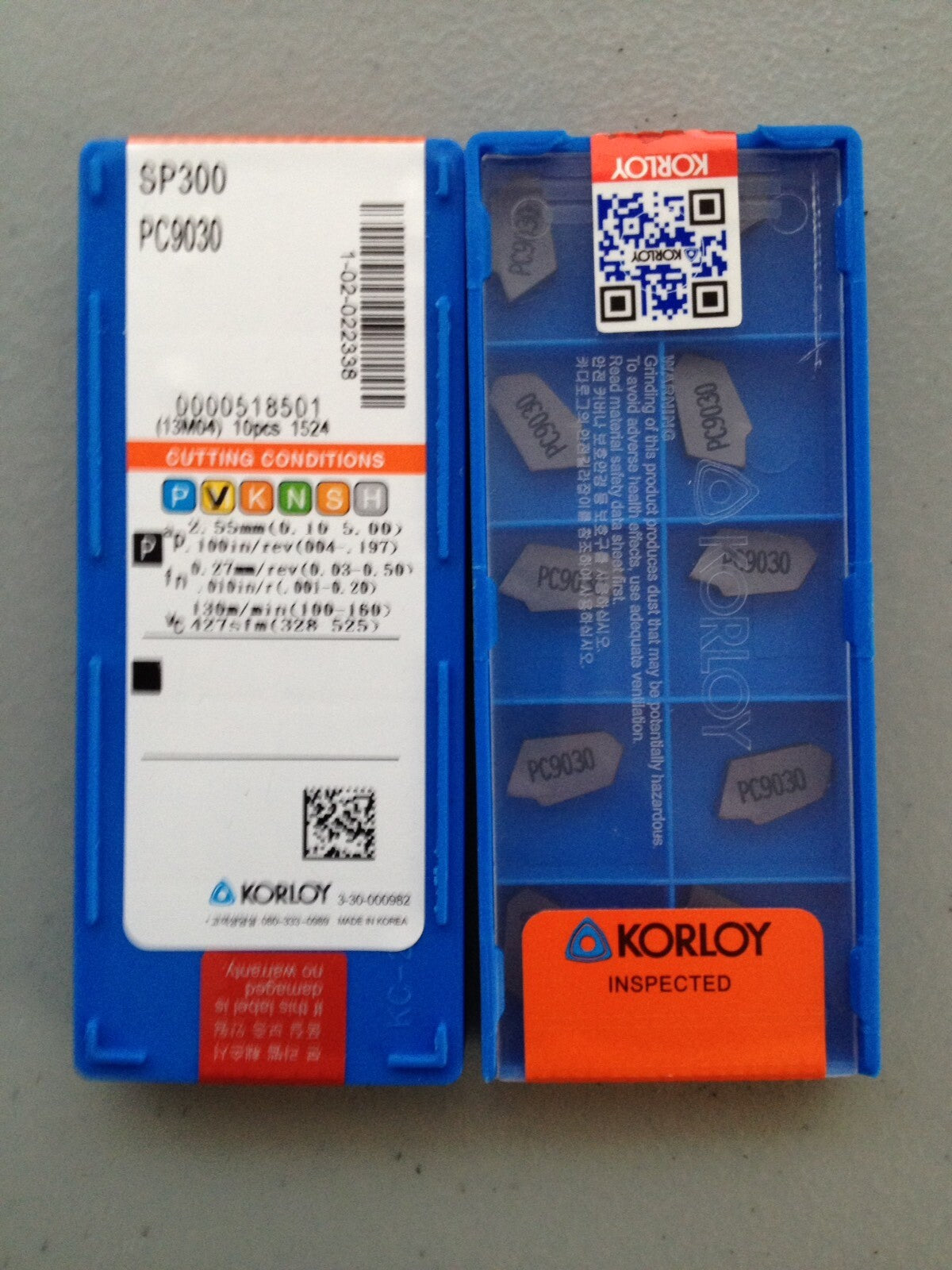 Korloy SP300 PC9030 (10 PCS) Carbide Cutoff Inserts