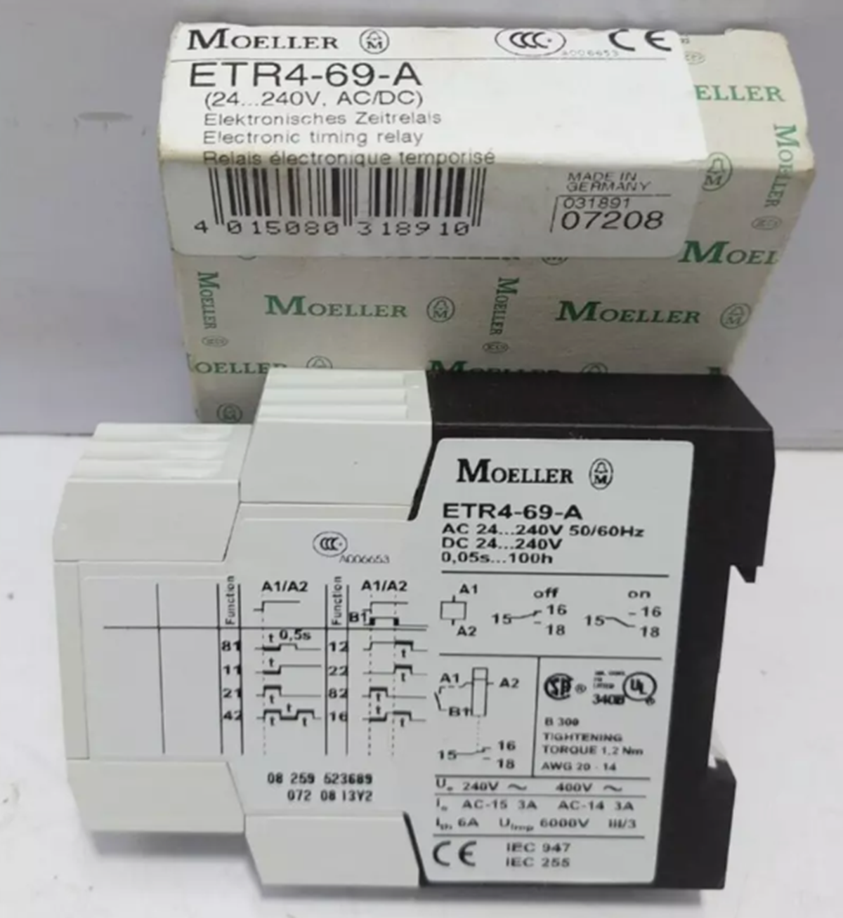 new MOELLER EATON ETR4-69-A TIMING RELAY PLC MODULE 240V - MOELLER EATON