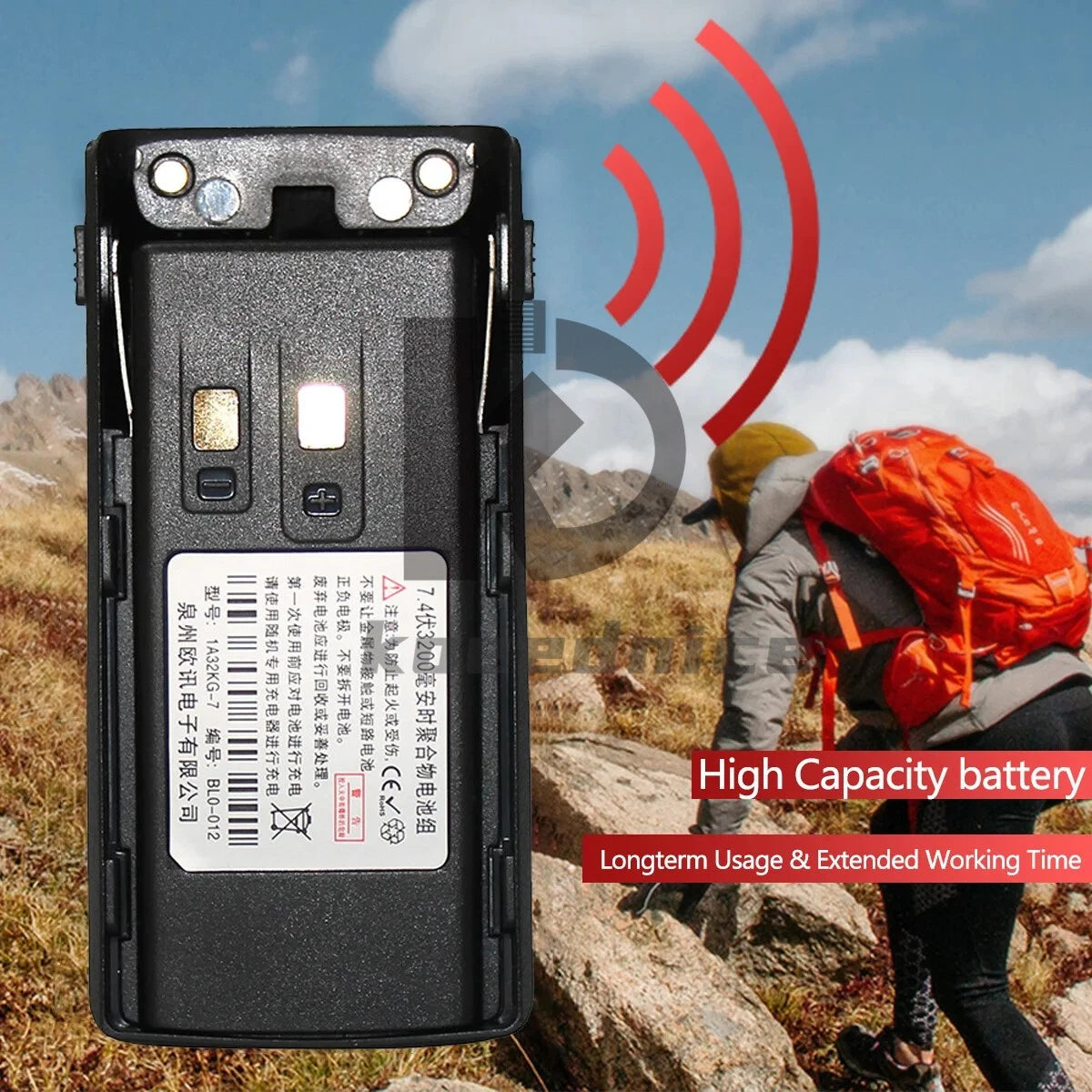 High Capacity Battery 2200mAh for KG-UV9D UV2Q UV9DMate HAM Radio USB C Port
