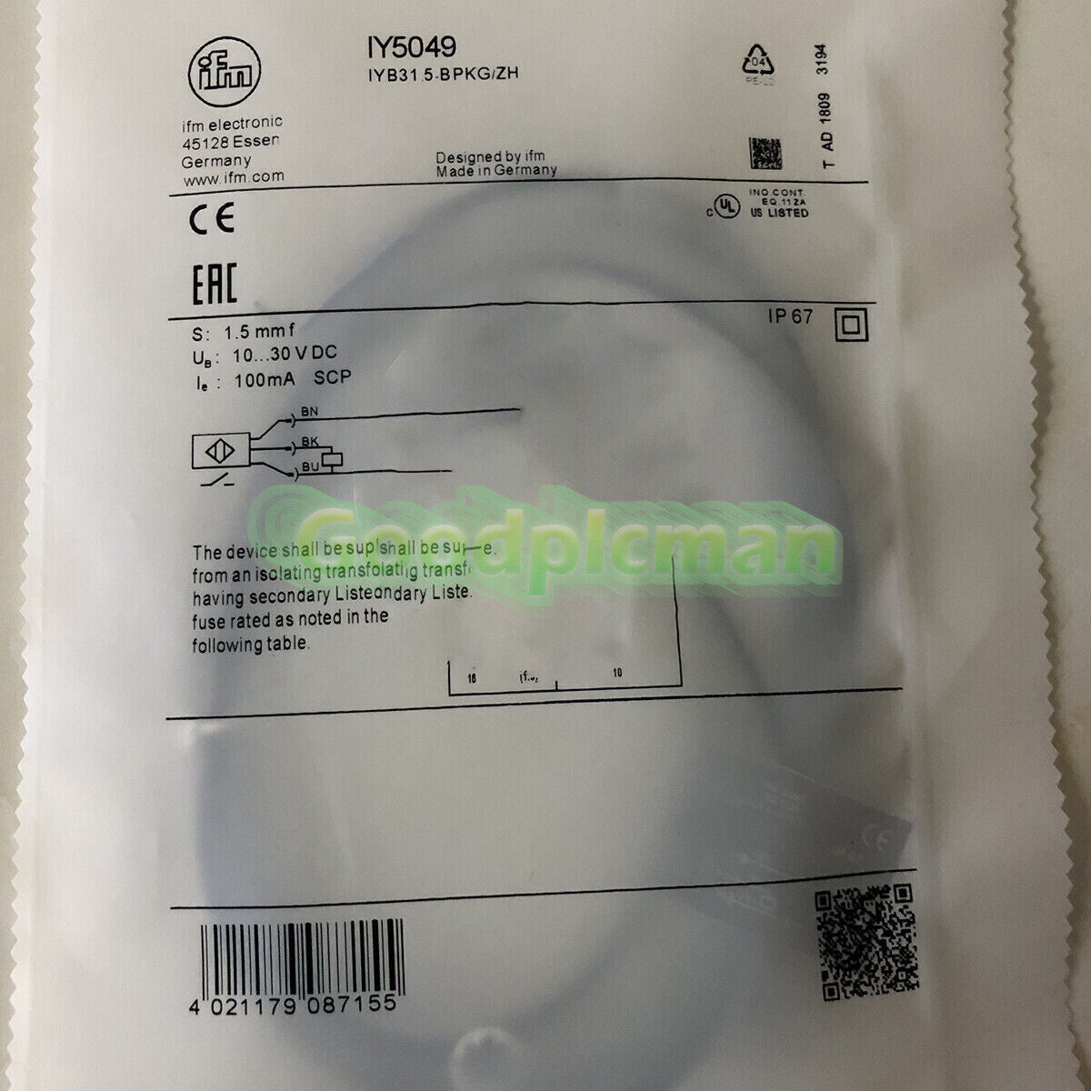IFM IY5049 Photoelectric Sensor 1Pcs/