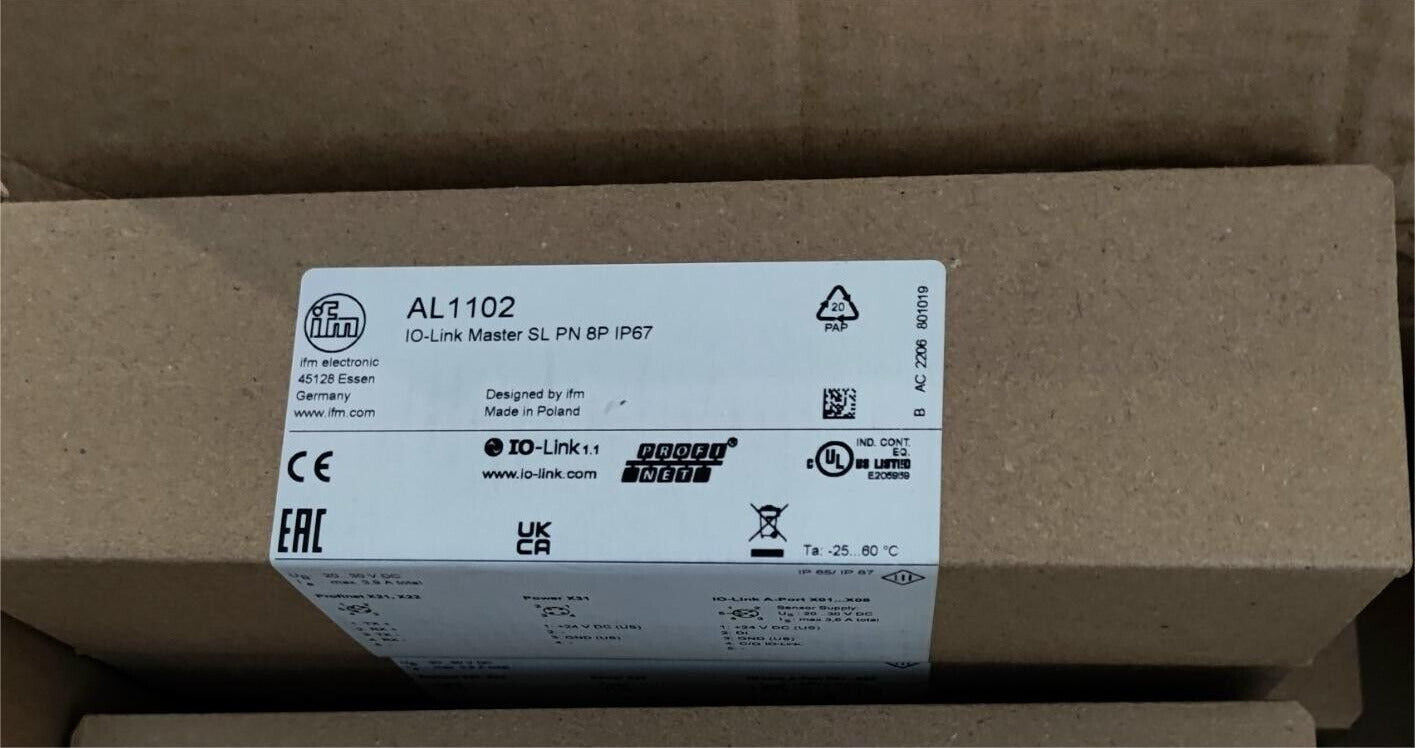 1PC IFM AL1102 IO-Link SL PN 8P IP67 with Profinet: Industrial Equipment, High-Durability IO Link Solution - IFM