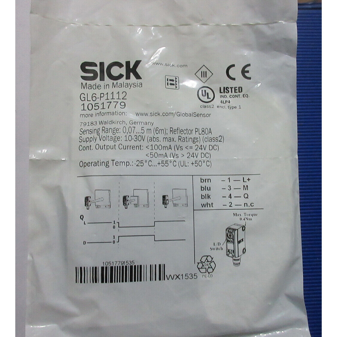 ONE SICK Photoelectric Sensor GL6-P1112 - SICK