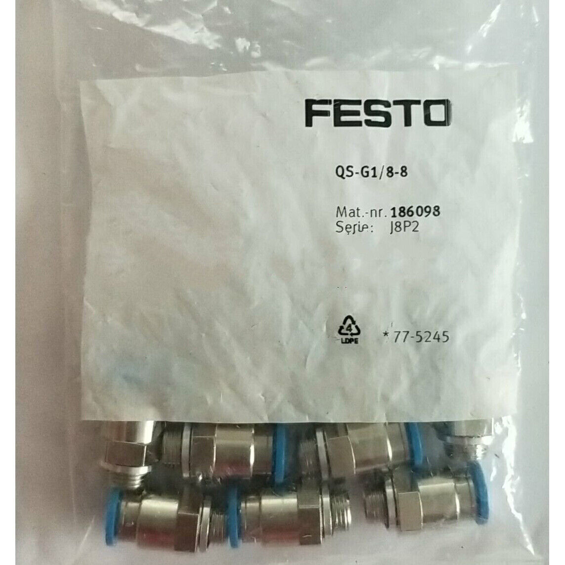 10pc Festo Connector QS-G1/8-8 186098 - FESTO